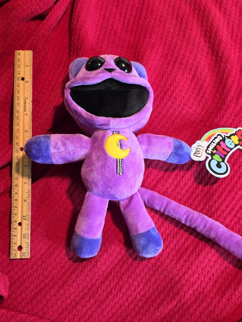 Poppy Playtime Smiling Critters Purple Plush Cat Toy with Crescent Moon - CatNap